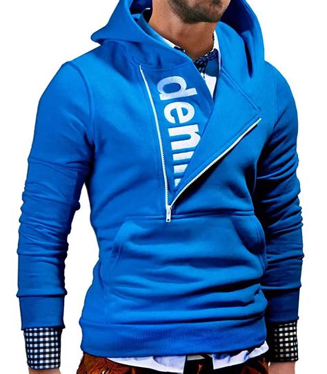 Brand 2018 Hoodie Diagonal Zipper Letter Print Hoodies Men Fashion