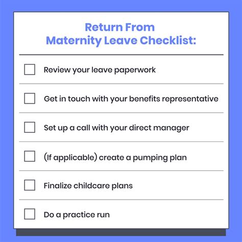 Checklist Returning To Work After Maternity Leave