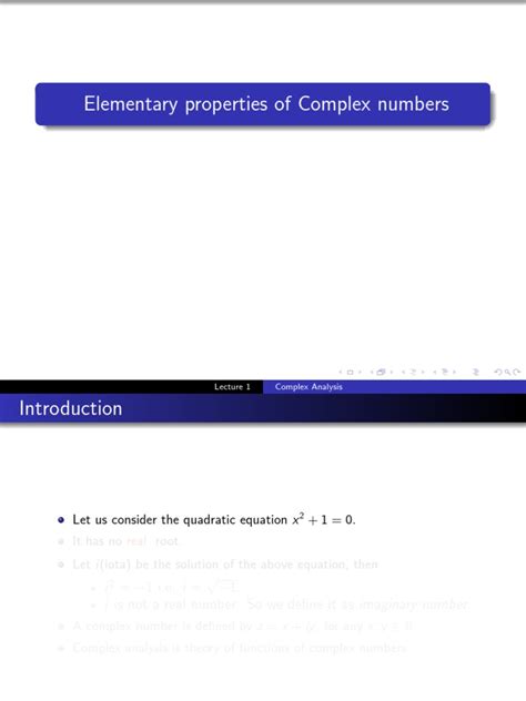 Lecture 1 Complex Analysis Pdf Complex Number Sine