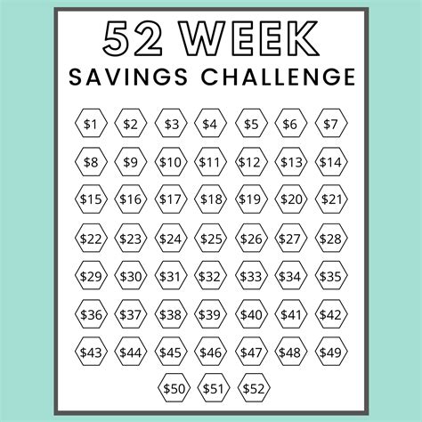 52 Week Savings Challenge Printable Freedom In A Budget