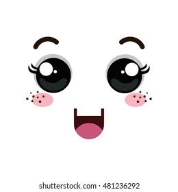 Kawaii Cartoon Emoticon vector de stock libre de regalías 481236292