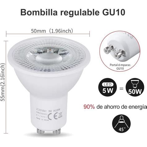 Ampoule Led Gu10 Blanc Froid 5w 6000k Rgb Dimmable Ampoule Couleur Spot