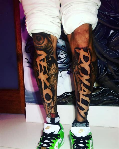 BREEZY On Instagram Gangatattoo MY WORLD ON MY LEGS Chris Brown