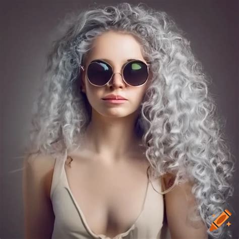 Stylish Woman With Long White Hair And Round Sunglasses On Craiyon