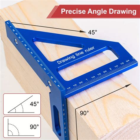 1pcs 45 90 Aluminum Alloy Miter Triangle Ruler Woodworking Square