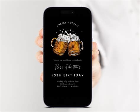 Electronic Adult Birthday Invitation For Men Digital Surprise Beer