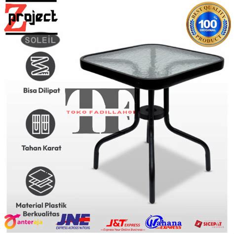 Jual SOLEIL Meja Teras Kaca Kotak 45x45x51cm Meja Besi Meja Cafe Meja