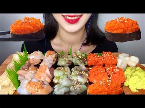 Asmr Mukbang Flying Fish Roe Sushi Taco Wasabi Eating