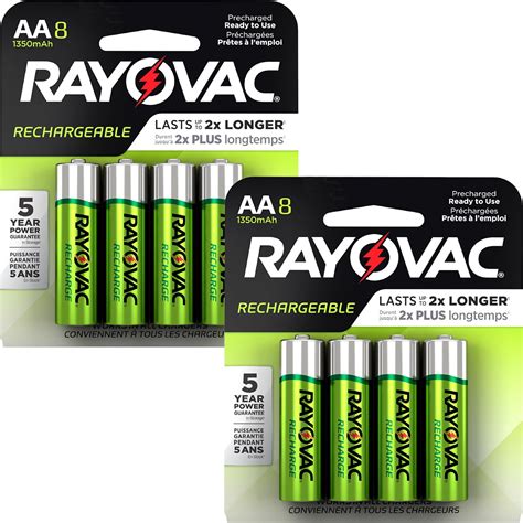 Rayovac Recharge NiMh AA Batteries 16 Count 2 X 8 Count Bundle