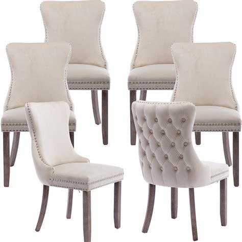 Beige Dining Chairs Set Of 6 Kitchen And Dining Room Chairs Set Of 6