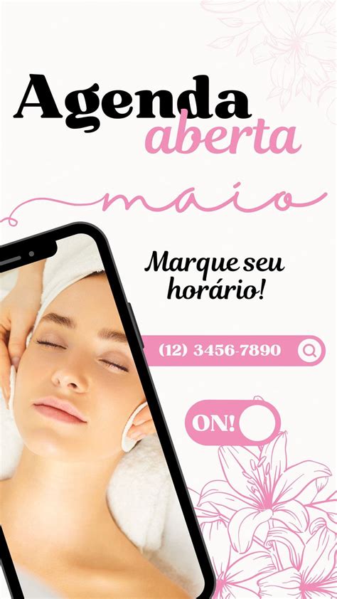 Agenda aberta floral marque seu horário rosa e branco Story do