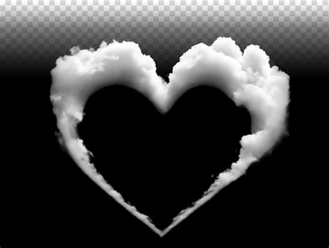 Premium PSD Psd White Heart Shaped Clouds Isolated Premium A Heart