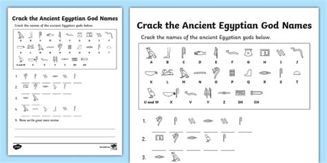 Crack the Ancient Egyptian God Names Activity for 3rd-5th Grade