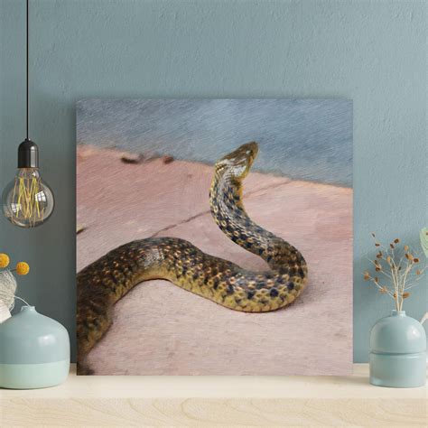 Latitude Run® Black And Brown Snake Trying To Climb Wrapped Canvas