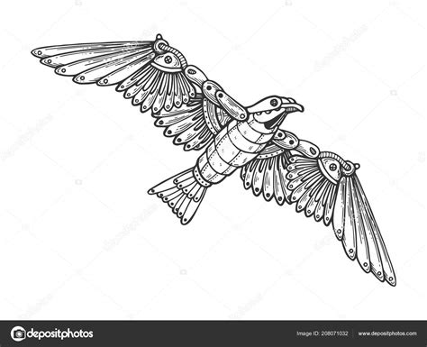 Mechanical seagull bird animal engraving vector Stock Vector Image by ...