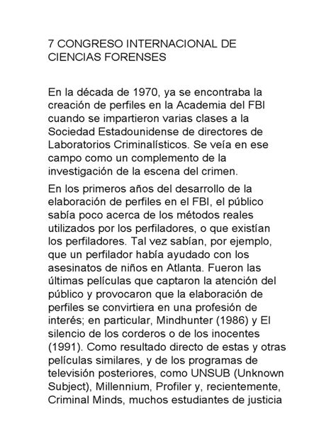 7 Congreso Internacional De Ciencias Forenses Sábado Pdf Crímenes