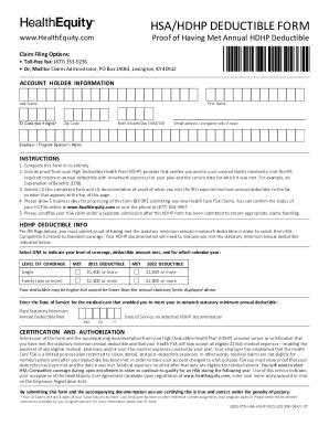 Fillable Online Hsa Hdhp Deductible Form Hsa Hdhp Deductible Form Fax