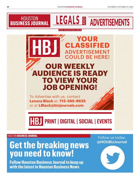 Houston Business Journal Classifieds 10 21 22