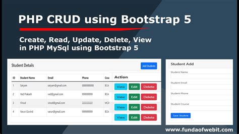 PHP CRUD Create Read Update Delete View Using PHP MySql Using