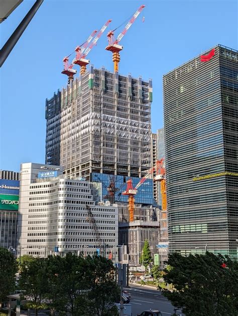 26階付近施工中の、51階249m「東京駅前八重洲一丁目東b地区第一種市街地再開発事業」の様子 2024年5月中旬撮影 再開発調査兵団