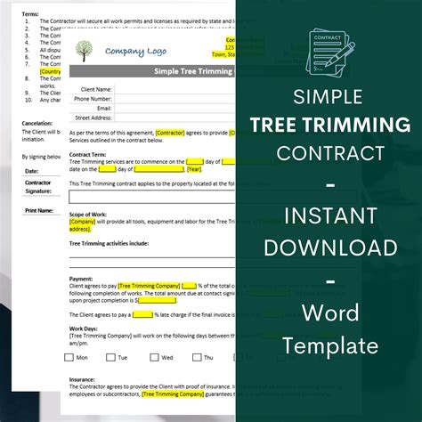 Tree Trimming Contract Template Tree Removal Contract Agreement Tree