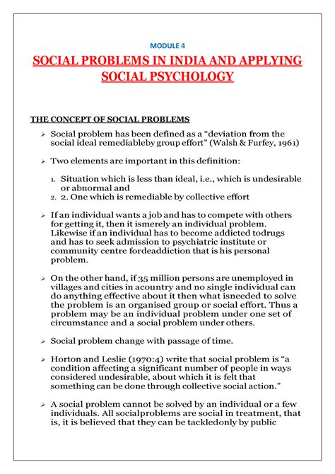 Sp 4 Social Psychology Module 4 Social Problems In India And