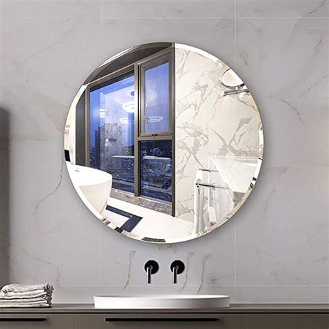 Kohros Round Beveled Polished Frameless Wall Mirror For Bathroom