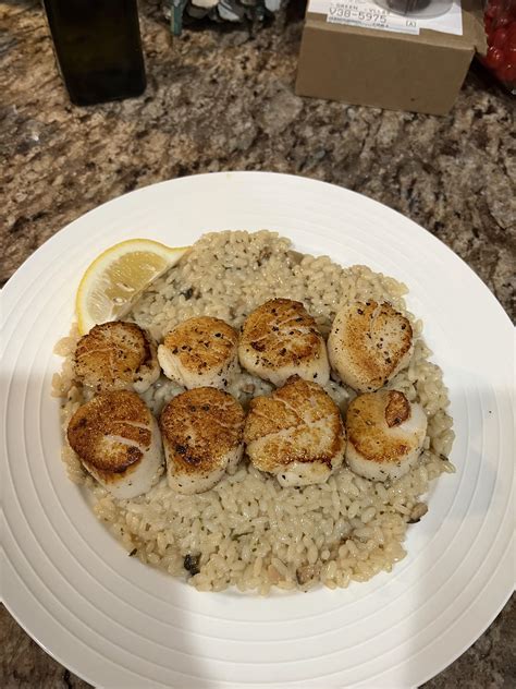 Porcini Mushroom Risotto With Seared Sea Scallops Rfoodporn