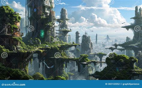 Floating Island Cities Stock Illustration Illustration Of Tree 302132052