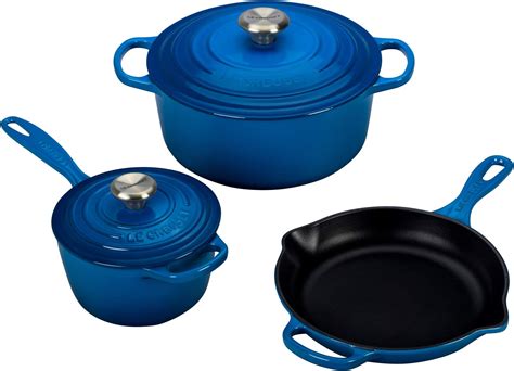 Le Creuset Signature Cast Iron Cookware Set 9 Piece Marseille Home And Kitchen