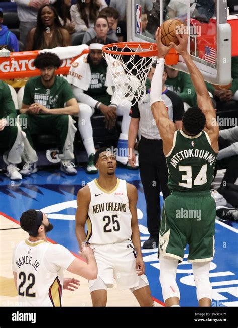 New Orleans Usa 28th Mar 2024 Milwaukee Bucks Forward Giannis