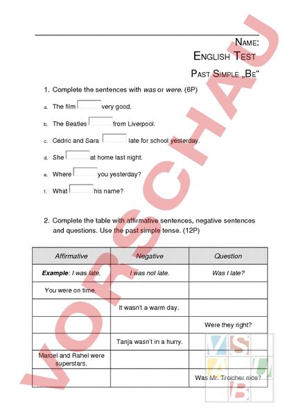 Arbeitsblatt Past Simple Englisch Grammatik