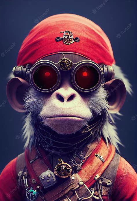 Premium Photo Portrait Of A Brutal Monkey Pirate Medieval Pirate