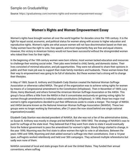 ⇉womens Rights And Women Empowerment Essay Essay Example Graduateway