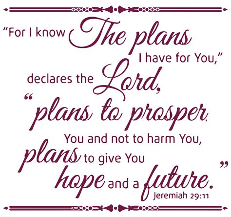 Jeremiah 2911 For I Know The Plans I Haveâ ¦ Vinyl Decal Sticker Quote