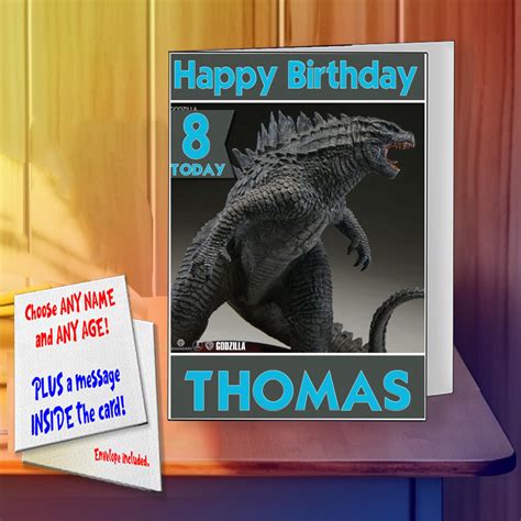 Godzilla Statue Movie Birthday Card Power Up Your Birthday With A