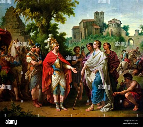 Popilius ambassador of Antiochus IV Epiphanes stop the course of its Stock Photo: 65951888 - Alamy