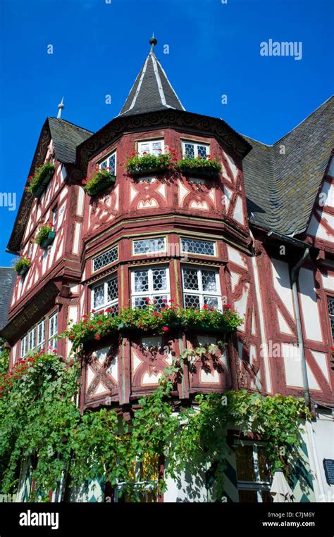 Old Altes Haus Half Timbered Historic Landmark Building In Bacharach In