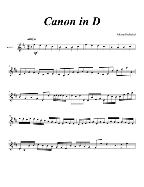 Canon In D Violin Arr Diego Willian By Johann Pachelbel Sheet