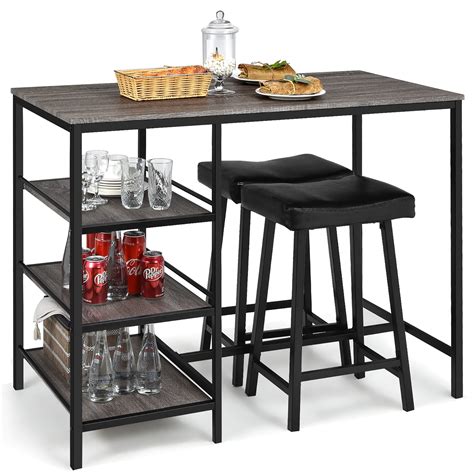 Costway Piece Counter Height Dining Bar Table Set W Stools