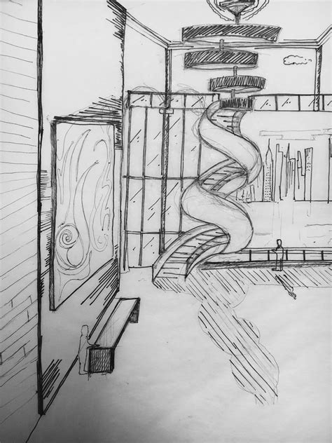 20 min hotel lobby sketch on Behance