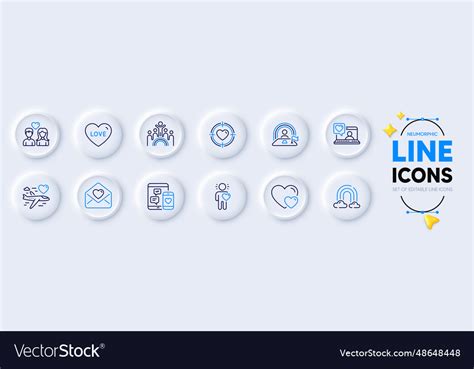 Couple love rainbow and inclusion line icons Vector Image