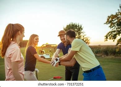 Group Friends Celebrating Golf Victory On Stock Photo 731372251 ...