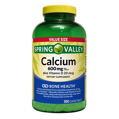 Spring Valley Calcium Plus Vitamin D 600 Mg Tablets 500 Count