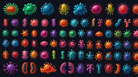 Bacteria Icons Set Cartoon Set Of Bacteria Vector Icons For Web Design