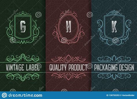 Vintage Packaging Design With Monograms Logos Set Of Labels Templates