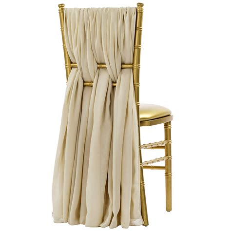 5pcs Pack Of Chiffon Chair Sashes Ties Champagne Chair Sashes