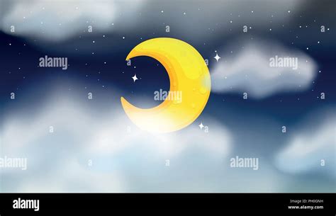 Cresent Moon Night Scene Illustration Stock Vector Image And Art Alamy