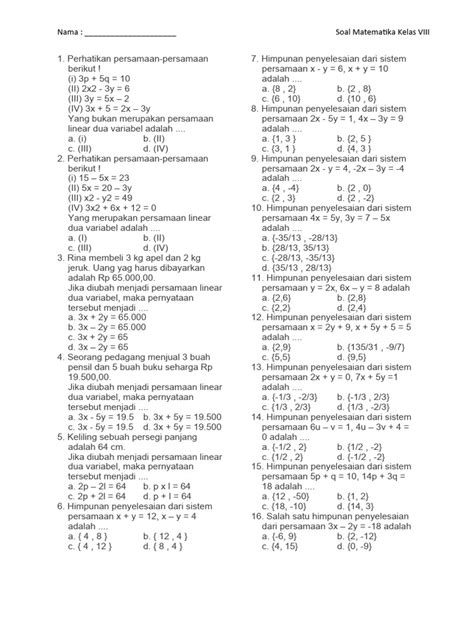 Soal Kelas 8 Pdf