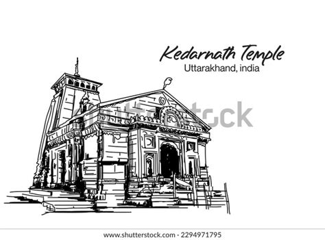 Illustration Vector Kedarnath Temple Uttarakhand India Stock Vector